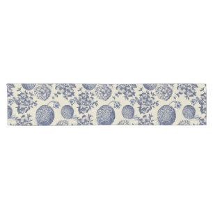 Caminho De Mesa Pequeno Impressão Flor Azul Antiquado Floral