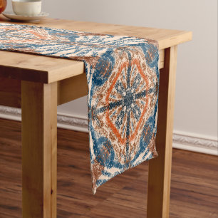 Caminho De Mesa Pequeno Inspirado turco: Marinho texturizado e Terracotta