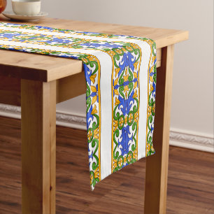 Caminho De Mesa Pequeno Italiano,Arte Siciliana,padrão majolica