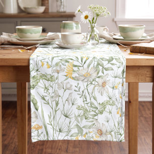 Caminho De Mesa Pequeno Jardim Floral Botânico de Flores Silvestres Cottag