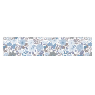 Caminho De Mesa Pequeno Jardim Floral do Céu Azul e Cinza Dusty