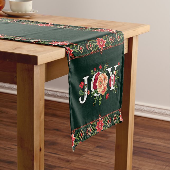 Caminho De Mesa Pequeno JOY natal borda floral (No Local)