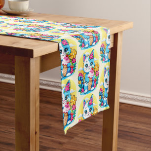 Caminho De Mesa Pequeno Kitty Cat com sorvete Summer Kawaii