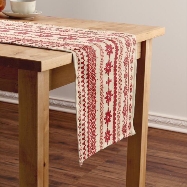 Caminho De Mesa Pequeno  Knitted-Pattern   look   Nordic    folk art style (No Local)