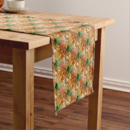 Caminho De Mesa Pequeno Laranja e Verde Floral