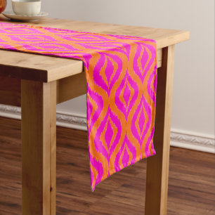 Caminho De Mesa Pequeno Laranja Ousado Padrão Artístico Ikat Ogee de Verão