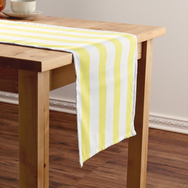 Caminho De Mesa Pequeno lemon yellow & white stripes (No Local)