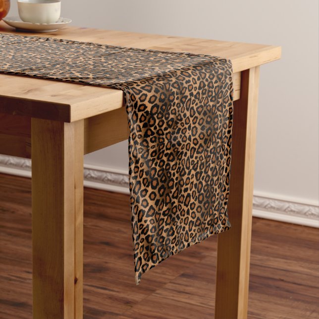 Caminho De Mesa Pequeno Leopard Animal Print Short Mesa Runner (No Local)
