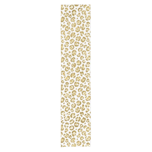 Caminho De Mesa Pequeno Leopardo Glamorous Faux Sparkly Dourado (Frente)