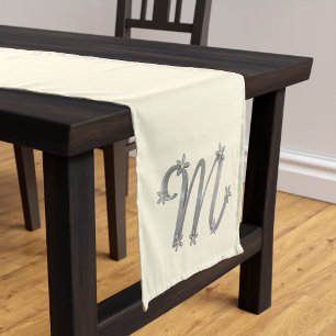 Caminho De Mesa Pequeno Letra Decorativa de Prata Metálica M Mesa Runner
