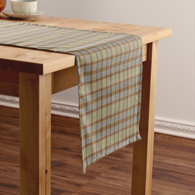 Caminho De Mesa Pequeno Light Green Blue Brown Plaid Tartan Table Runner (No Local)