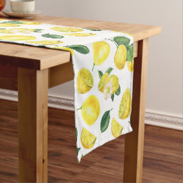 Caminho De Mesa Pequeno Limões Amarelos Padrão de Fruta de Aquarela