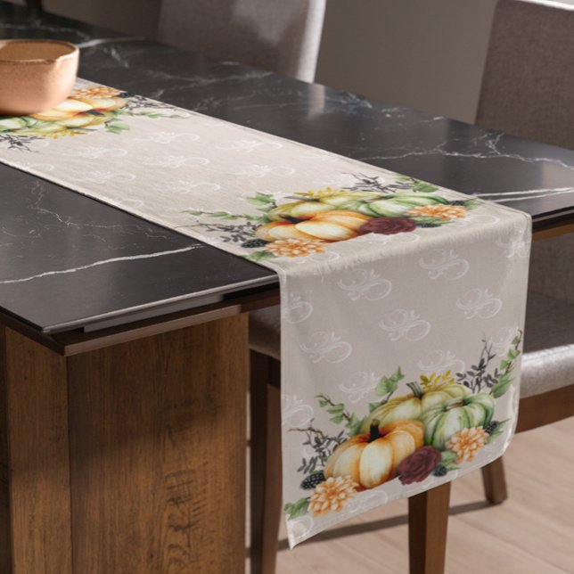 Caminho De Mesa Pequeno Linda Abóbora de outono Aquarela (Criador carregado)