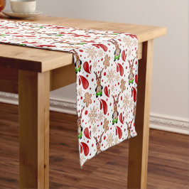 Caminho De Mesa Pequeno Lindo Rena de Natal Vermelho e Verde