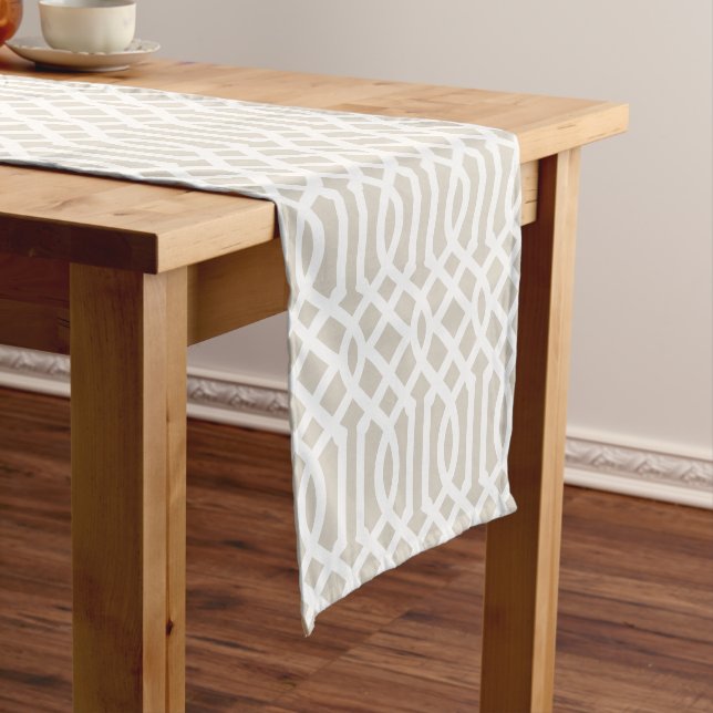 Caminho De Mesa Pequeno Linen Beige Trellis (No Local)