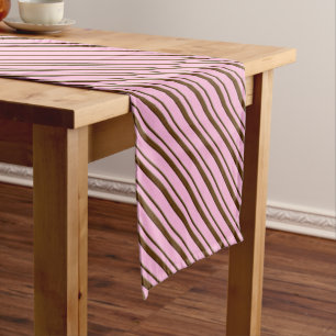 Caminho De Mesa Pequeno Listras dos doces, cor-de-rosa e castanho