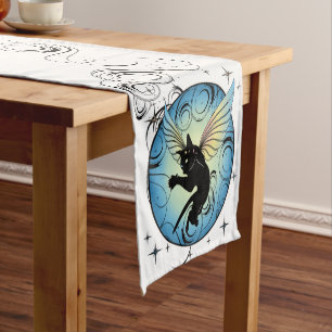 Caminho De Mesa Pequeno Lua de Gato Cósmico e estrelas