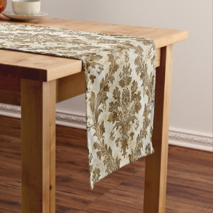 Caminho De Mesa Pequeno Luxurioso Elegante Ivory Damask