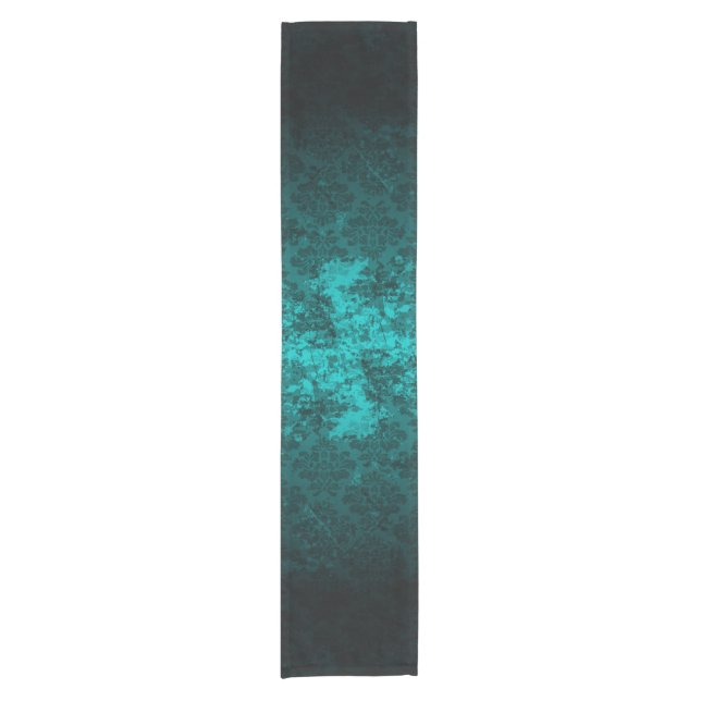 Caminho De Mesa Pequeno Luxury Damask Turquoise (Frente)