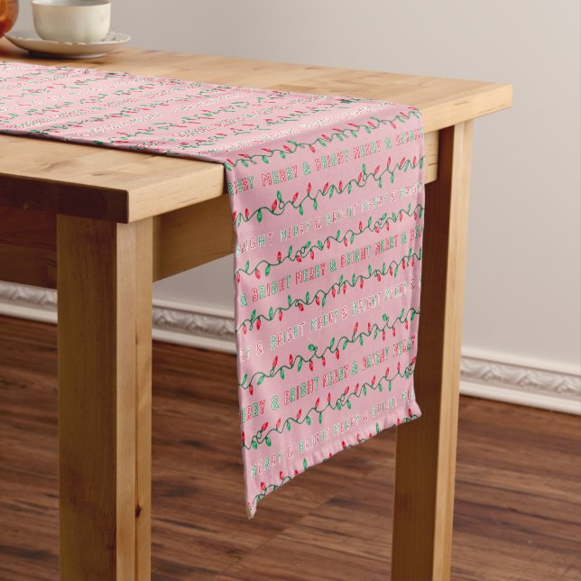 Caminho De Mesa Pequeno Luzes de Natal Rosa (No Local)
