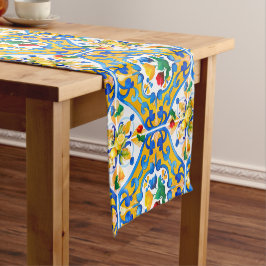 Caminho De Mesa Pequeno Majolica,azulejos azuis,azulejos Sicilianos,Azulej