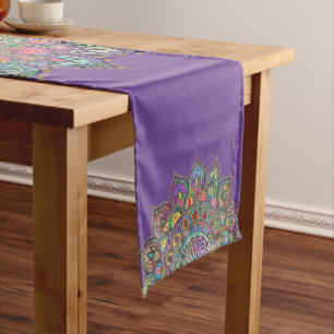 Caminho De Mesa Pequeno Mandala Colorida com Estilo Índia 1