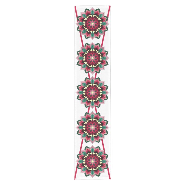 Caminho De Mesa Pequeno Mandala Pattern 02 in deep pink Short Table Runner (Frente)
