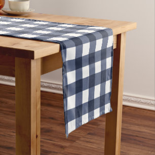 Caminho De Mesa Pequeno Marinho Azul Grande Gingham Clássico Xadrez