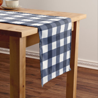 Caminho De Mesa Pequeno Marinho Azul Grande Gingham Clássico Xadrez