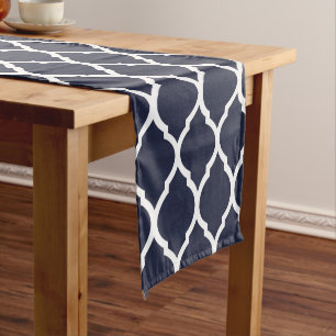 Caminho De Mesa Pequeno Marinho Azul Quatrefoil