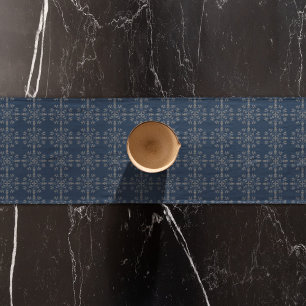 Caminho De Mesa Pequeno Marinho Blue Classic Silver Snowflakes Personaliza
