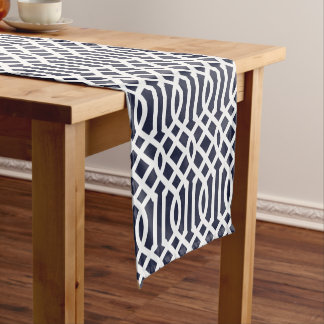 Caminho De Mesa Pequeno Marinho Blue Trellis