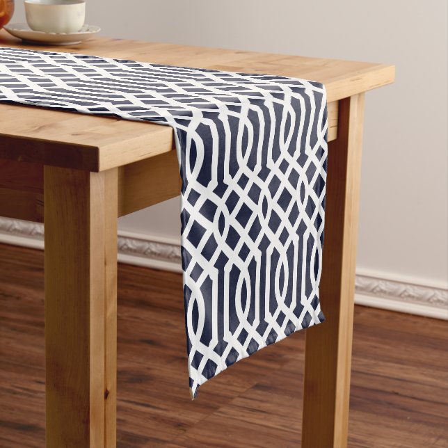 Caminho De Mesa Pequeno Marinho Blue Trellis (No Local)