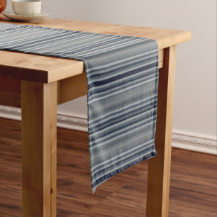 Caminho De Mesa Pequeno Marinho Cinza Cinzas Stripes