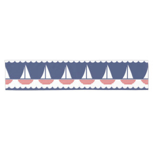 Caminho De Mesa Pequeno Marinho de padrão para veleiro náutico azul e verm