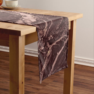 Caminho De Mesa Pequeno Mármore Burgundy Profundo Visual Moderno Luxuoso