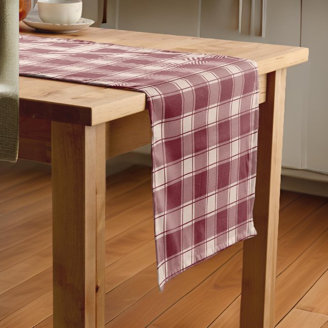 Caminho De Mesa Pequeno Maroon Gingham Fall Autumn (Criador carregado)