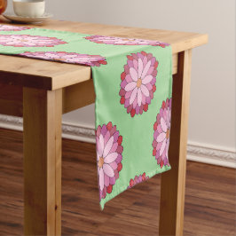 Caminho De Mesa Pequeno Medalhão Verde-Asiático Pastel Rosa Floral
