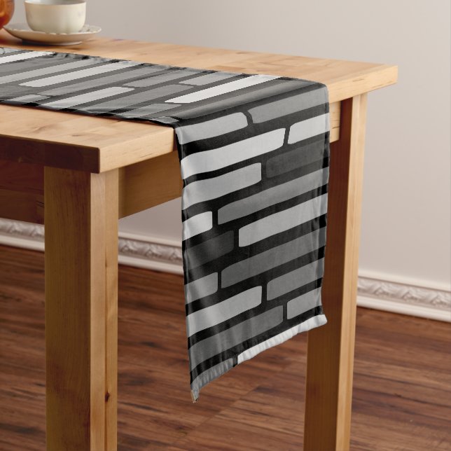 Caminho De Mesa Pequeno Meio século Modern Stripes Negras (No Local)