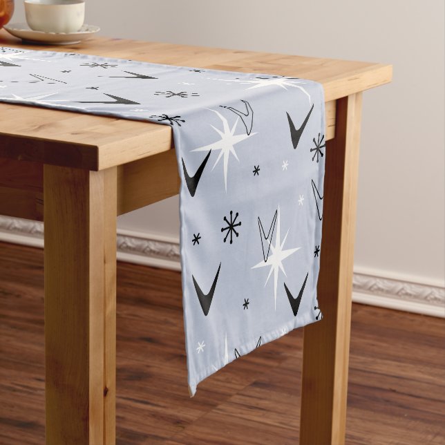 Caminho De Mesa Pequeno Meio século Moderno Boomerangs Silver Blue (No Local)