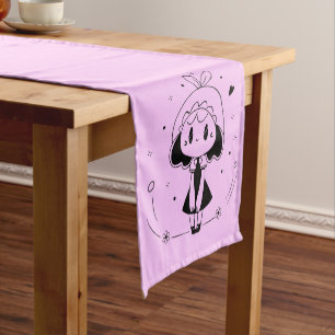 Caminho De Mesa Pequeno Menina de animação fofa