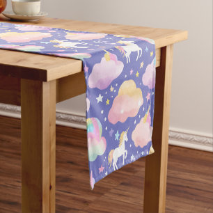 Caminho De Mesa Pequeno Meninas de aniversário de unicórnio Cute Roxo