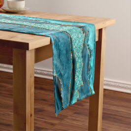 Caminho De Mesa Pequeno Mesa azul-lacrimejante Dourada turquesa com brilho