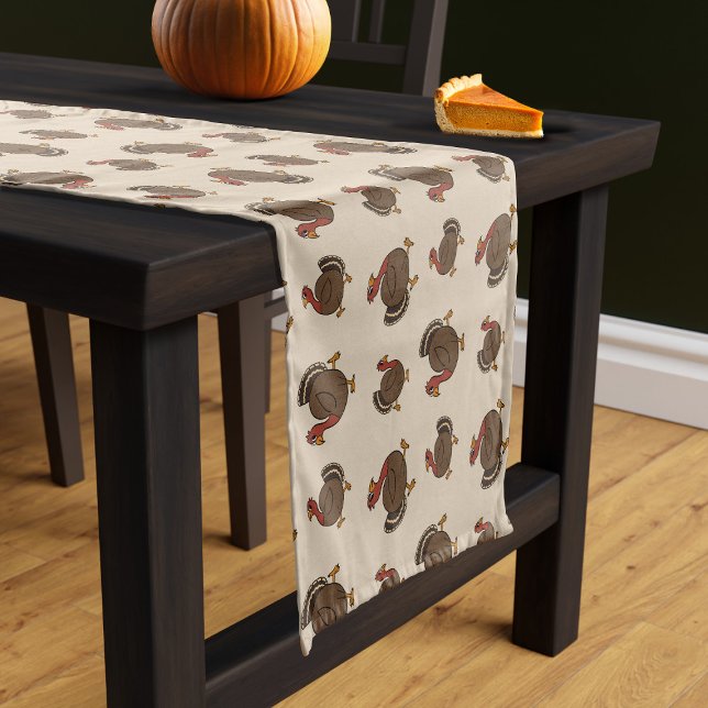 Caminho De Mesa Pequeno Mesa de Ação de Graças da Turquia (A fun turkey pattern table runner for your fun Thanksgiving table)