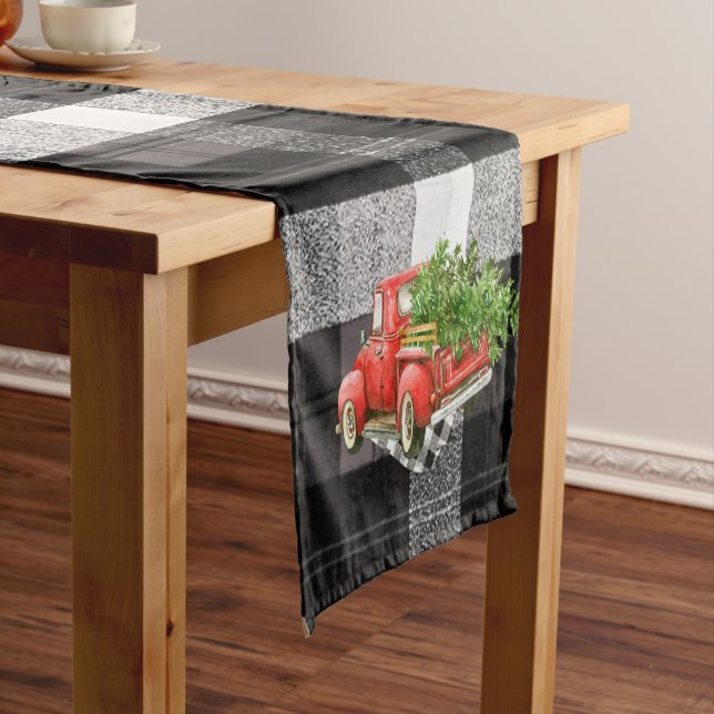 Caminho De Mesa Pequeno Mesa de Natal Xadrez Vermelha de Caminhão XMAS (No Local)