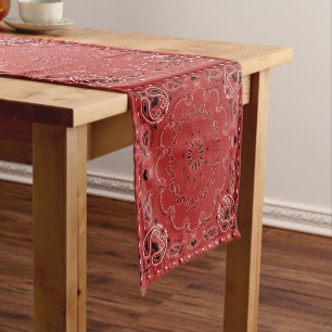 Caminho De Mesa Pequeno Mesa Vermelha Bandana Curta