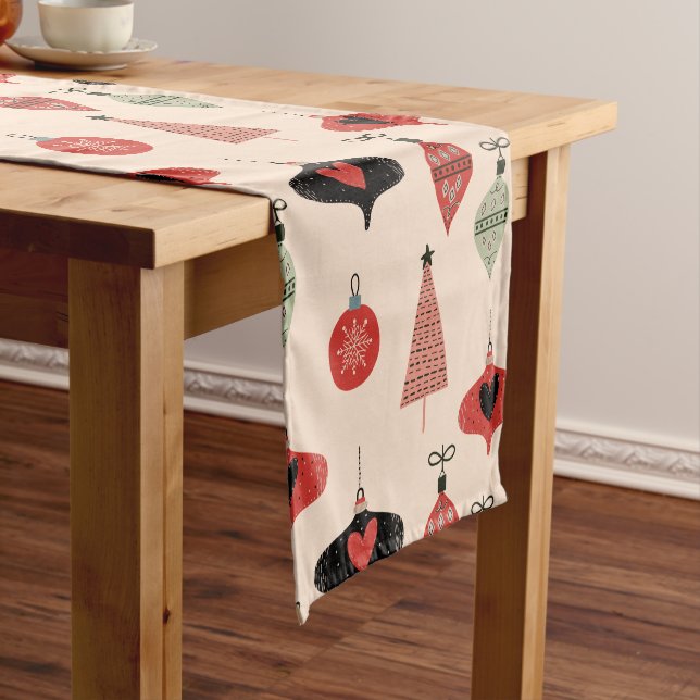 Caminho De Mesa Pequeno Mid Century Modern Christmas Pattern  (No Local)