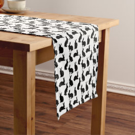 Caminho De Mesa Pequeno Minimal Black And White Rabbit Pattern Cute Easter