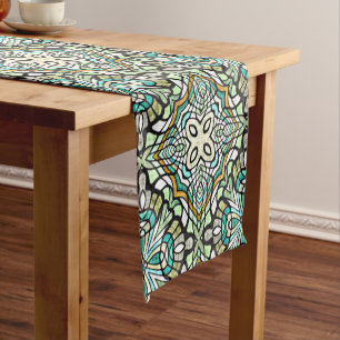 Caminho De Mesa Pequeno Mint Green Turquoise Hip Bohemian Bali Art Motif