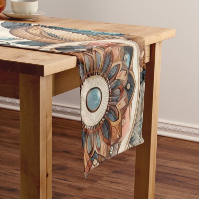 Caminho De Mesa Pequeno Mistura boêmica de chá, magenta, flores roxas (No Local)